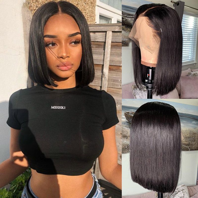 Short Bob Human Hair Wig With Lace Closure