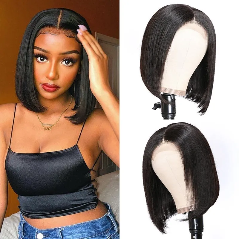 Short Bob Human Hair Wig With Lace Closure