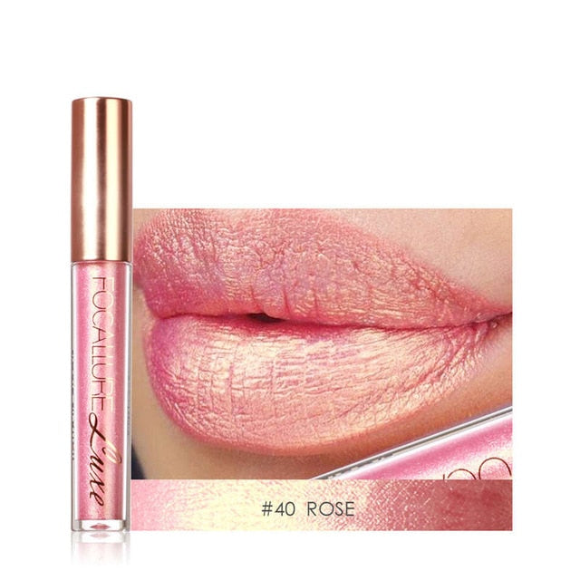 FOCALLURE Waterproof Batom Glitter Matte Lipstick Lip Stick Long Lasting Lip Gloss Beauty Cosmetic Glitter Tint Lip