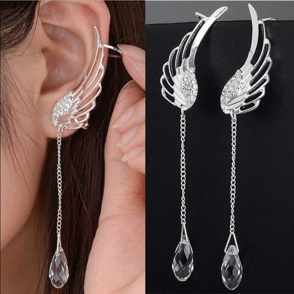 Angel Wing Stylist Crystal Earrings Drop Dangle Ear Stud For Women Long Cuff Earring Bohemia Jewelrys