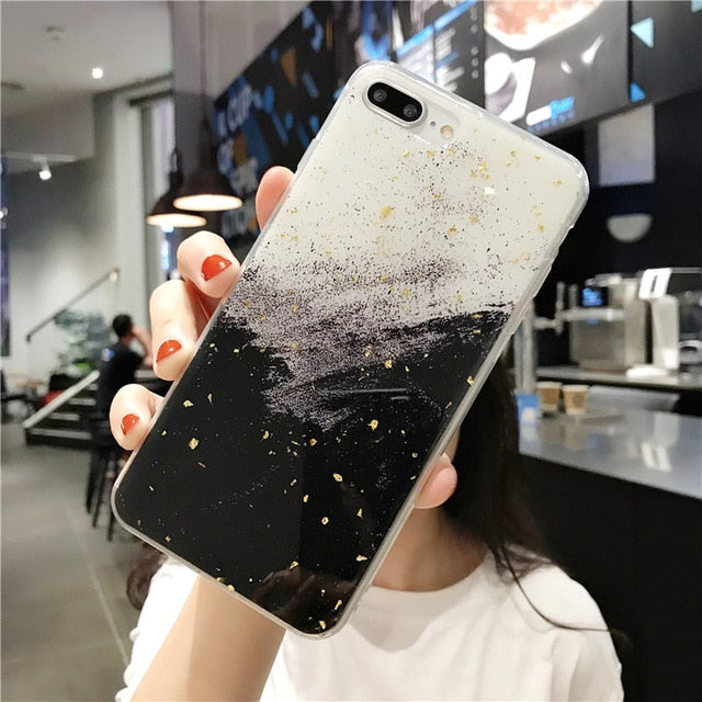 Lovebay Phone Case For iPhone 11 6 6s 7 8 Plus X XR XS Max Luxury Bling Gold Foil Marble Glitter Soft TPU For iPhone 11 Pro Max