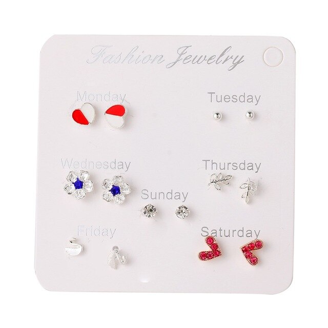 FNIO Women's Stud Earrings Crystal Pearl Earrings Set For Women Crystal Gold Silver Color Small Earrings Boho Jewelry 2020 New