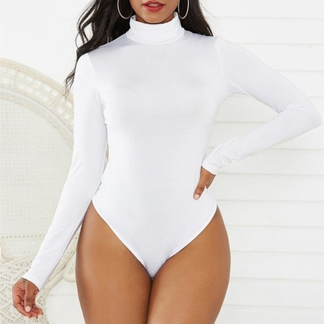 GAOKE Sexy Solid Turtleneck Body Long Sleeve Slim Bodycon