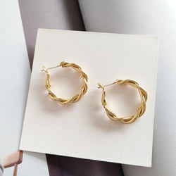 South Korea 2019 C shape deformation geometry golden metal retro geometric earrings pendant earrings girls wedding gift