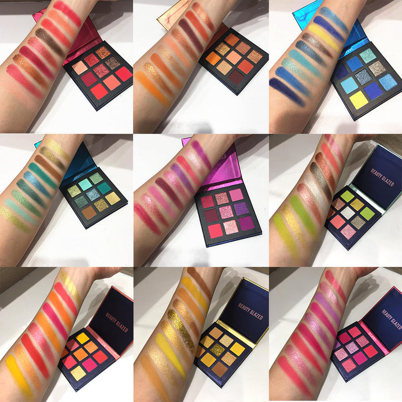 Beauty Glazed Makeup Eyeshadow Pallete makeup brushes 9 Color Shimmer Pigmented Eye Shadow Palette Make up Palette maquillage