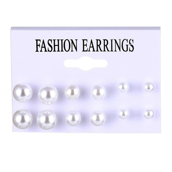 Earrings Set Pearl Earrings Crystal Heart Stud