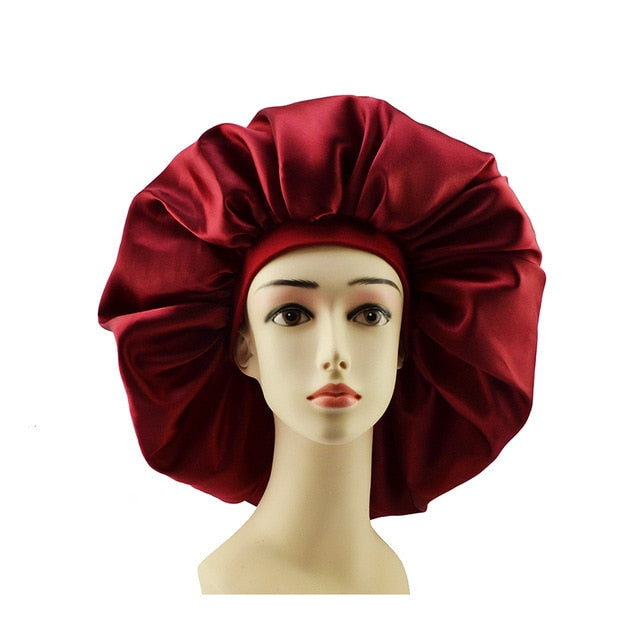 New Fashion Big Size Satin Silk Bonnet Sleep Night Cap Head Cover Bonnet Hat For Curly Springy Hair