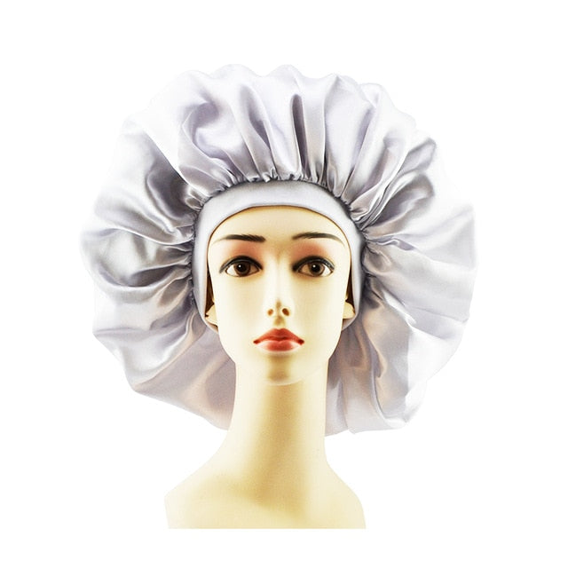 New Fashion Big Size Satin Silk Bonnet Sleep Night Cap Head Cover Bonnet Hat For Curly Springy Hair