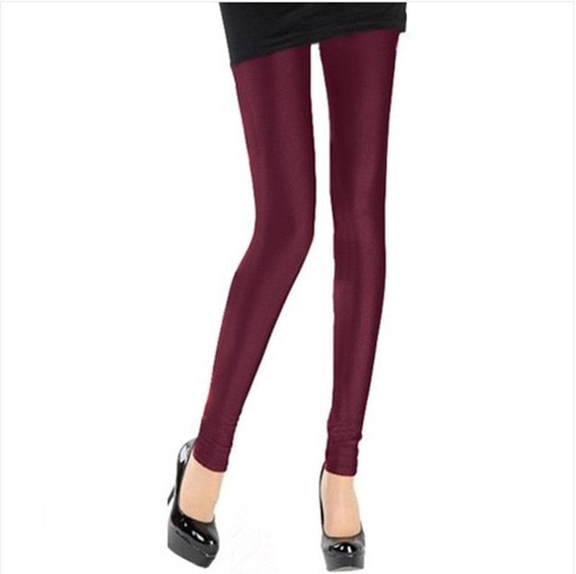 CUHAKCI Women Shiny Pant Leggings