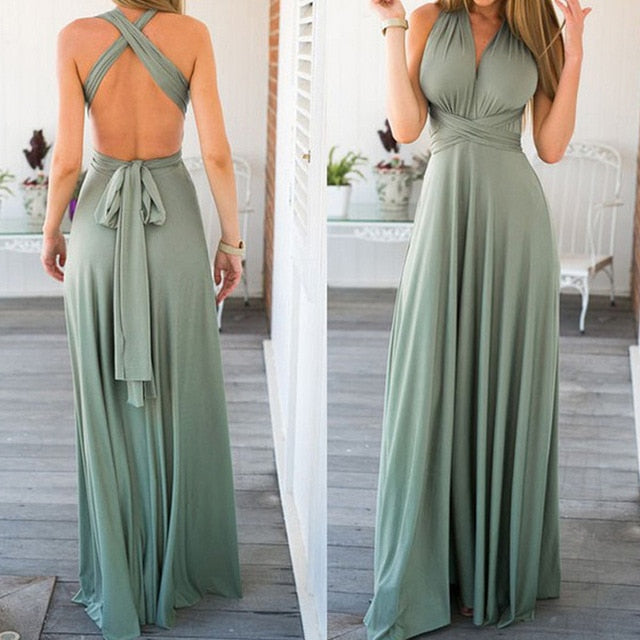 Long  Wrap Maxi Dress Navy Blue Hollow