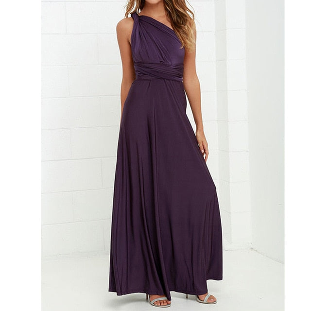 Long  Wrap Maxi Dress Navy Blue Hollow