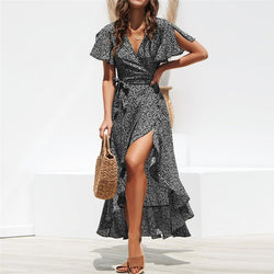 Summer  Ruffles Wrap Dress Sexy and Beauty