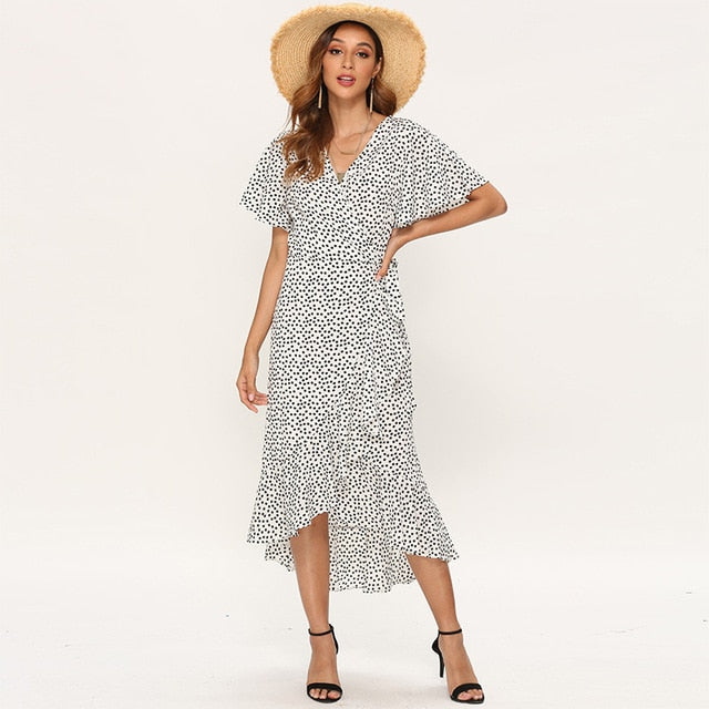 Summer  Ruffles Wrap Dress Sexy and Beauty