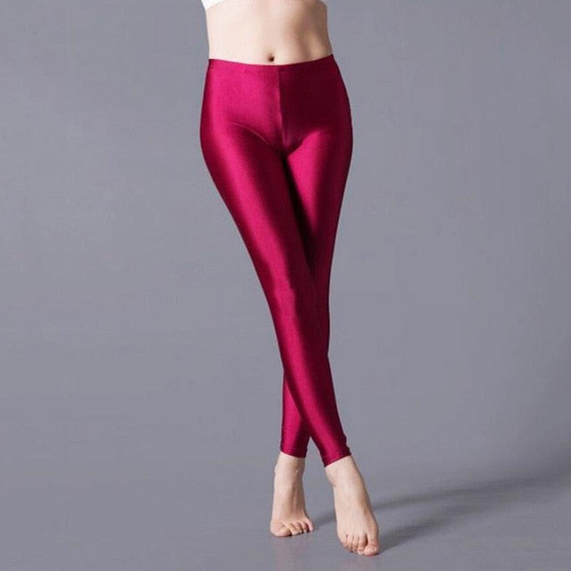 CUHAKCI Women Shiny Pant Leggings