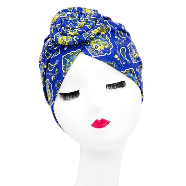 Indian arab wrap women head scarf turban caps trendy printed hijab bonnet Bohemian ethnic inner hijabs for cap muslim headdress