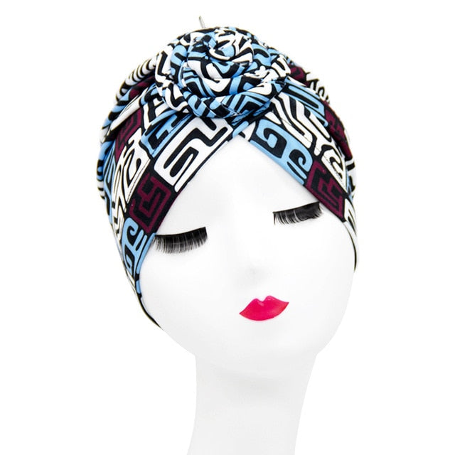 Indian arab wrap women head scarf turban caps trendy printed hijab bonnet Bohemian ethnic inner hijabs for cap muslim headdress