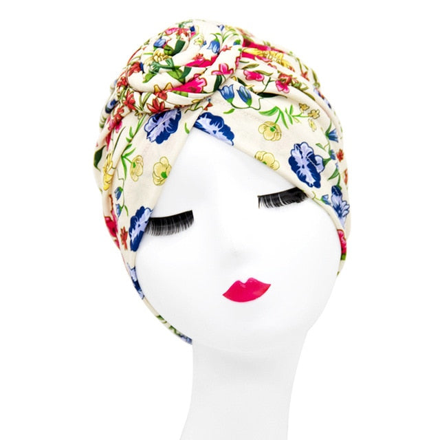 Indian arab wrap women head scarf turban caps trendy printed hijab bonnet Bohemian ethnic inner hijabs for cap muslim headdress