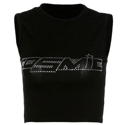 Crop Top Hot Drill Rhinestone Street wear