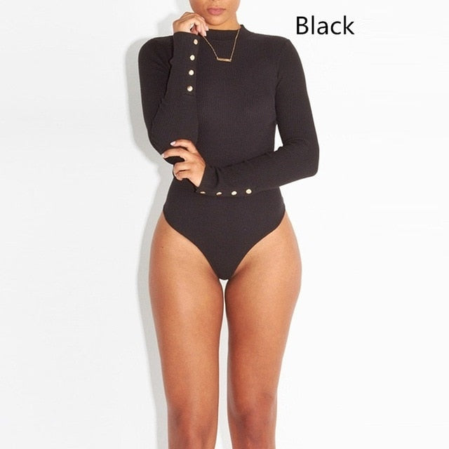 GAOKE Sexy Solid Turtleneck Body Long Sleeve Slim Bodycon