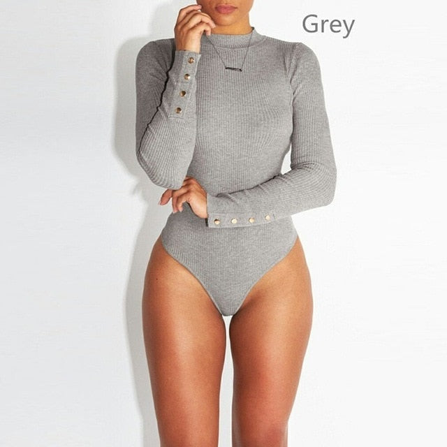 GAOKE Sexy Solid Turtleneck Body Long Sleeve Slim Bodycon