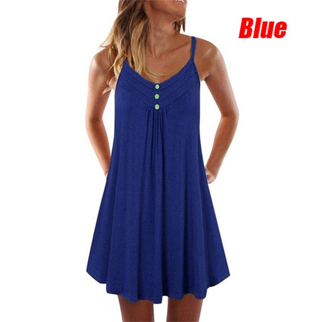 Plus Size Women Long T Shirt Dress Casual Loose Beach Short Dresses Summer Sexy Spaghetti Strap Mini Black Dress Vestido