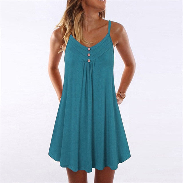 Plus Size Women Long T Shirt Dress Casual Loose Beach Short Dresses Summer Sexy Spaghetti Strap Mini Black Dress Vestido