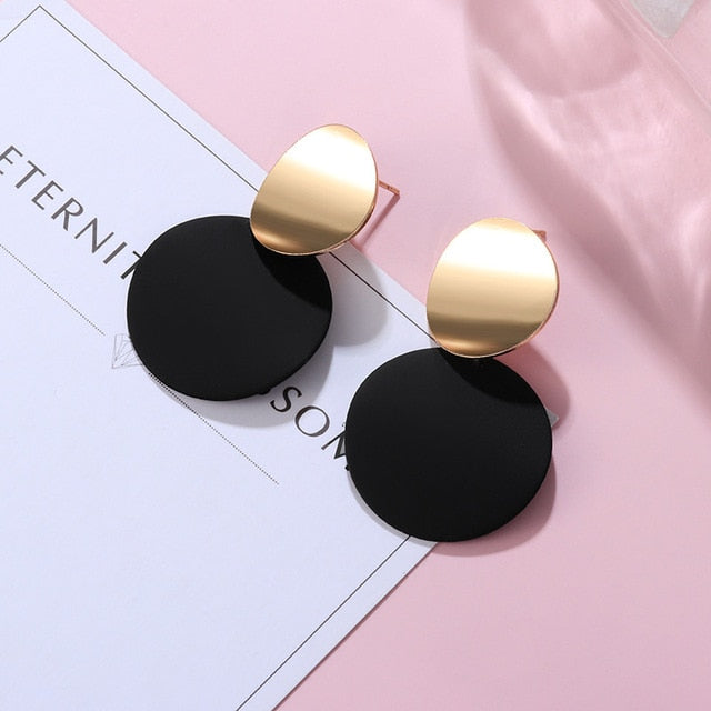 POXAM New Korean Statement Earrings for women Black Cute Arcylic Geometric Dangle Drop Gold Earings Brincos 2020 Fashion Jewelry