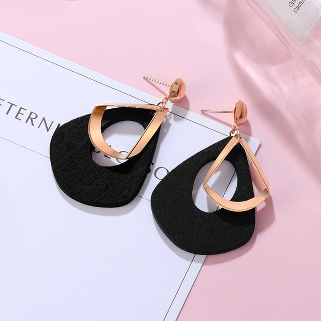 POXAM New Korean Statement Earrings for women Black Cute Arcylic Geometric Dangle Drop Gold Earings Brincos 2020 Fashion Jewelry