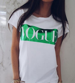 Golden Vogue Letter Print T Shirt