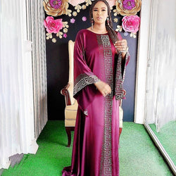 Silk Beading Abaya Dubai Maxi  Design Vintage Long Sleeve Robe