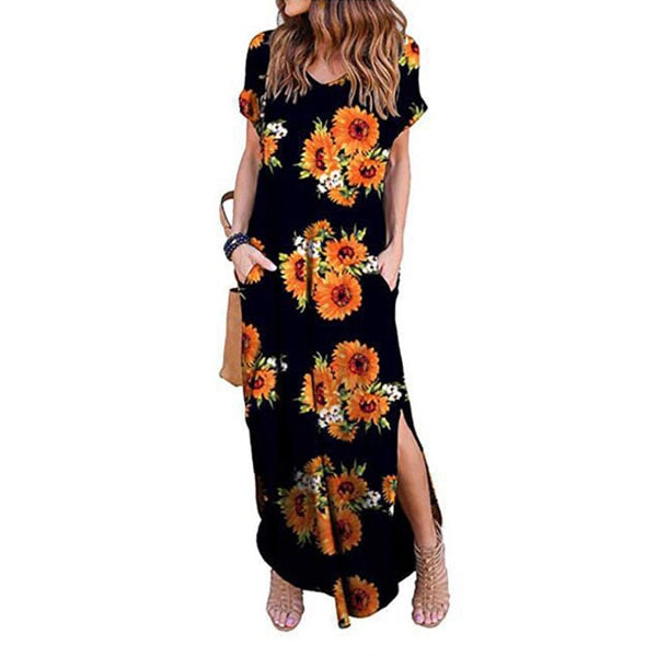 Sexy Women Dress Plus Size 5XL Summer 2020 Casual Short Sleeve Floral Maxi Dress For Women Long Dress Free Shipping Lady Dresses