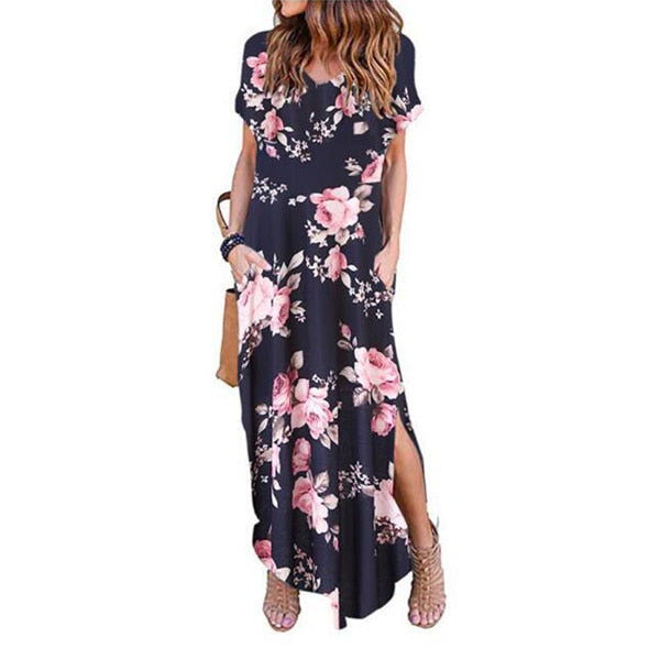 Sexy Women Dress Plus Size 5XL Summer 2020 Casual Short Sleeve Floral Maxi Dress For Women Long Dress Free Shipping Lady Dresses