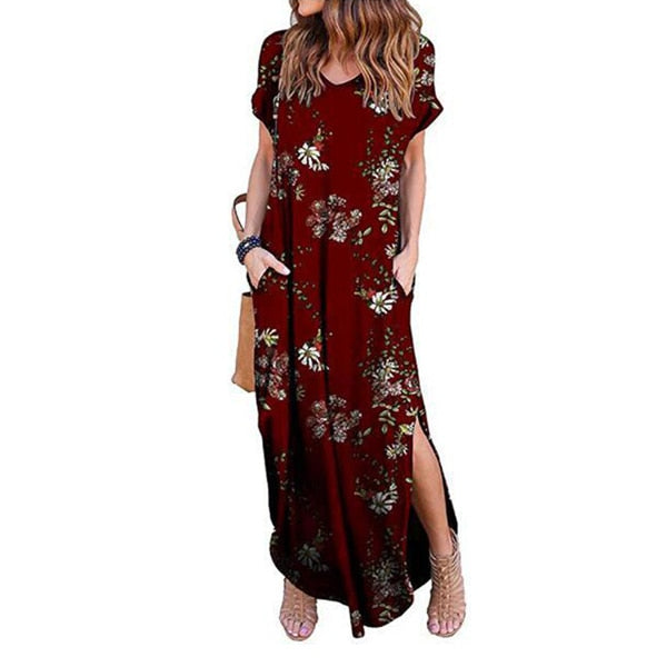 Sexy Women Dress Plus Size 5XL Summer 2020 Casual Short Sleeve Floral Maxi Dress For Women Long Dress Free Shipping Lady Dresses