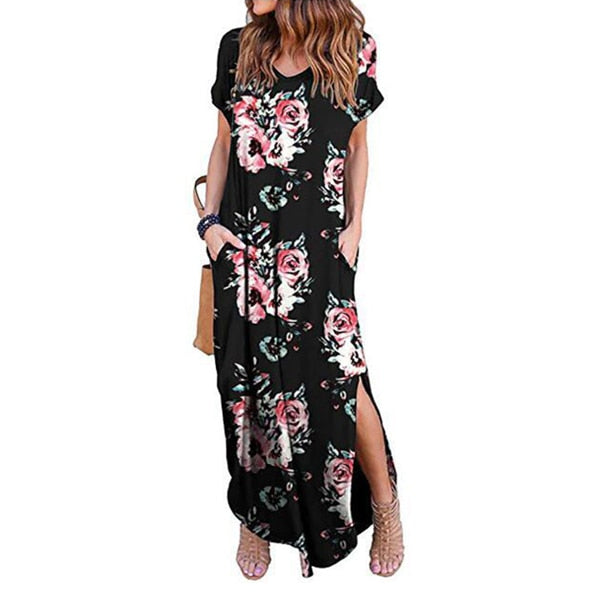 Sexy Women Dress Plus Size 5XL Summer 2020 Casual Short Sleeve Floral Maxi Dress For Women Long Dress Free Shipping Lady Dresses