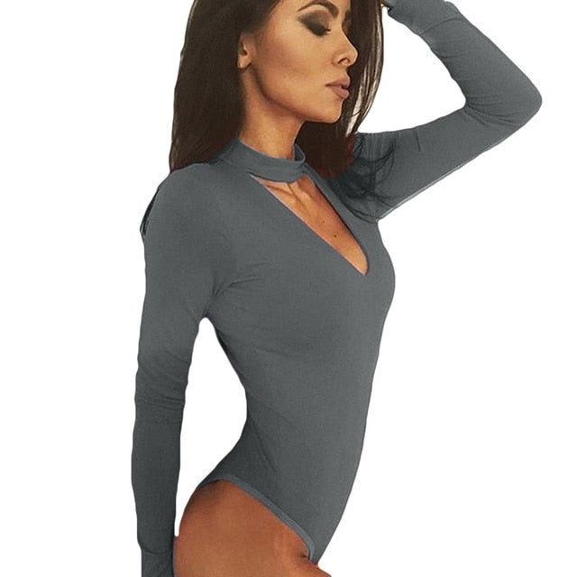 GAOKE Sexy Solid Turtleneck Body Long Sleeve Slim Bodycon