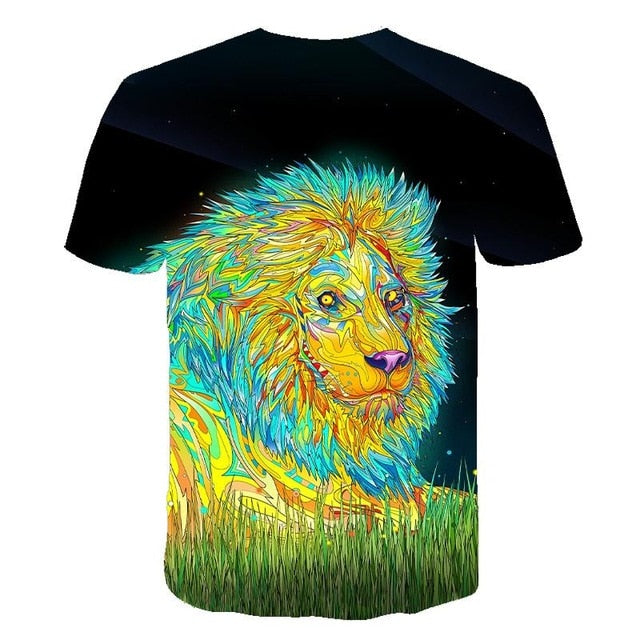 3D printed T-shirt animal print men's T-shirt print casual T-shirt O-neck hip hop short sleeve size 110-6XL