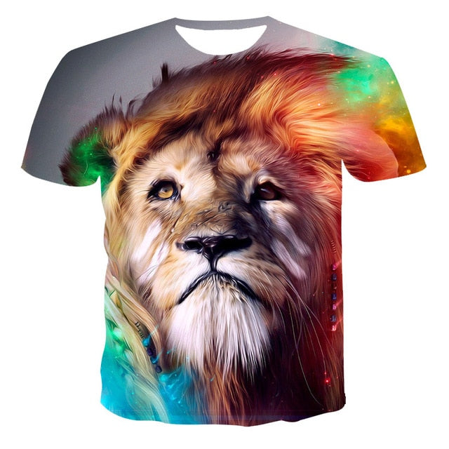 3D printed T-shirt animal print men's T-shirt print casual T-shirt O-neck hip hop short sleeve size 110-6XL