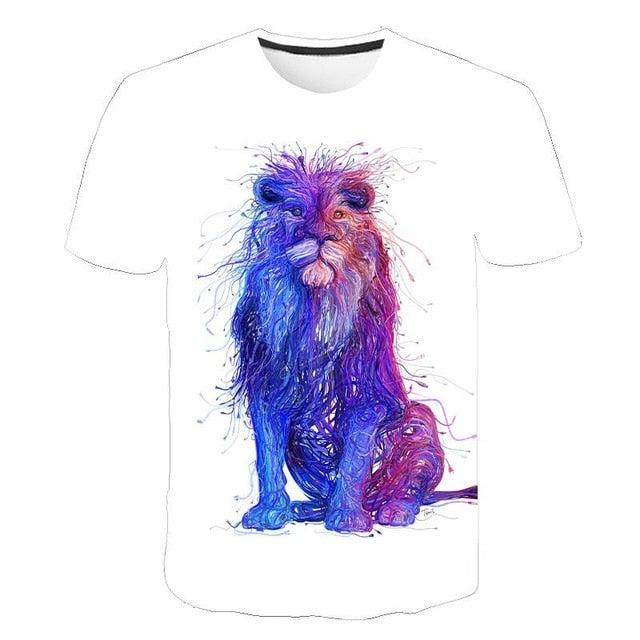 3D printed T-shirt animal print men's T-shirt print casual T-shirt O-neck hip hop short sleeve size 110-6XL