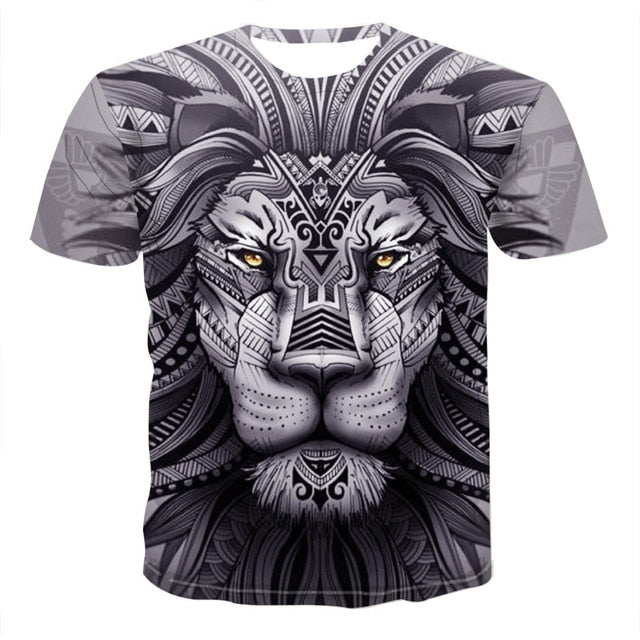 3D printed T-shirt animal print men's T-shirt print casual T-shirt O-neck hip hop short sleeve size 110-6XL