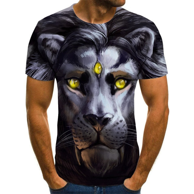 3D printed T-shirt animal print men's T-shirt print casual T-shirt O-neck hip hop short sleeve size 110-6XL