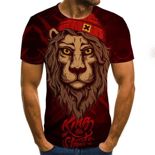 3D printed T-shirt animal print men's T-shirt print casual T-shirt O-neck hip hop short sleeve size 110-6XL