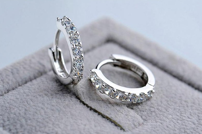 Sterling Silver Crystal Circle Earring For Women