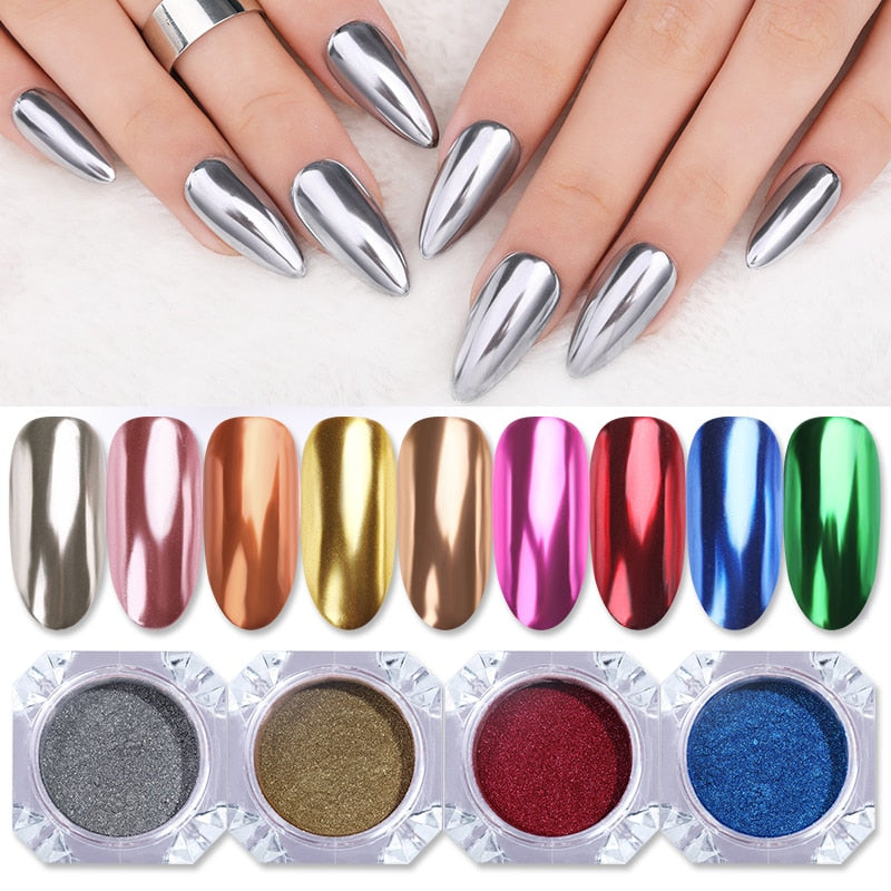 1 Box Mirror Nail Powder Glitter Dust Metallic Colorful Glitter Metal Effect Nail Art UV Gel Polish Chrome Pigment Dust Powder