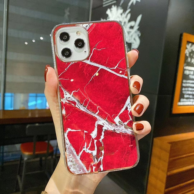 Glitter Gradient Marble Texture Phone Case For iPhone 11 12 11Pro Max XR XS Max X 7 8 Plus 11Pro 12 Shockproof Bumper Back Cover