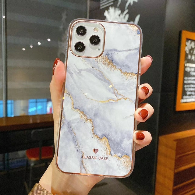 Glitter Gradient Marble Texture Phone Case For iPhone 11 12 11Pro Max XR XS Max X 7 8 Plus 11Pro 12 Shockproof Bumper Back Cover