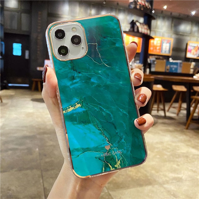 Glitter Gradient Marble Texture Phone Case For iPhone 11 12 11Pro Max XR XS Max X 7 8 Plus 11Pro 12 Shockproof Bumper Back Cover