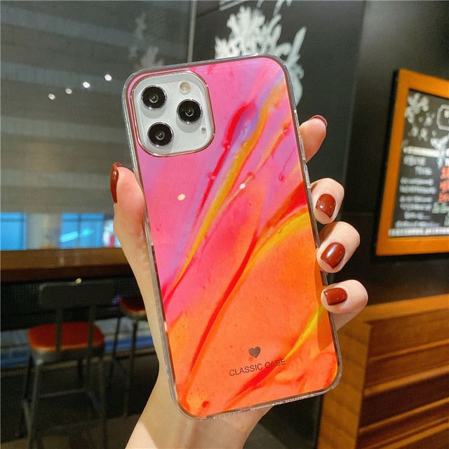 Glitter Gradient Marble Texture Phone Case For iPhone 11 12 11Pro Max XR XS Max X 7 8 Plus 11Pro 12 Shockproof Bumper Back Cover