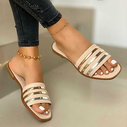 Ladies Slippers Beach Summer Shoes 2020 New Women Slip on Bling Gold Flat Slides Outdoor Shoes Female Casual Sandals Plus Size