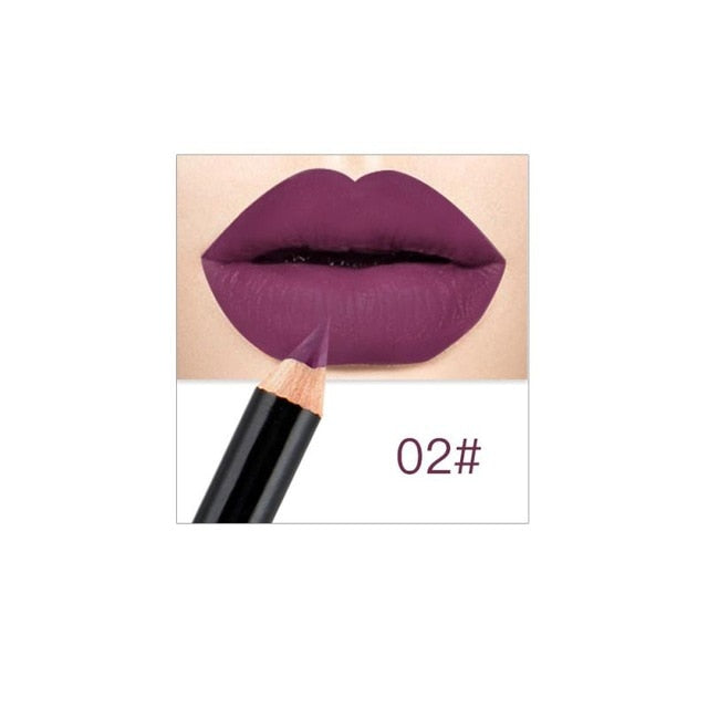 12 Colors Sexy Matte Lip Stick Lipliner Lip Liner Pencil Matt Lipsliner Pen Set Beauty Makeup Tool Cosmetic TXTB1