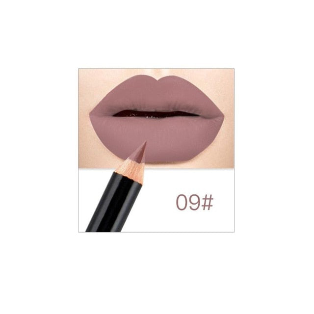 12 Colors Sexy Matte Lip Stick Lipliner Lip Liner Pencil Matt Lipsliner Pen Set Beauty Makeup Tool Cosmetic TXTB1